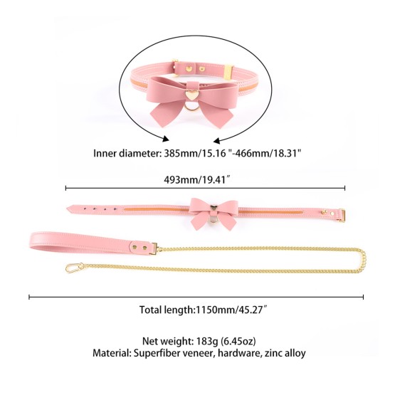 Sevanda Love Heart Butterfly Leather Collar - Pink