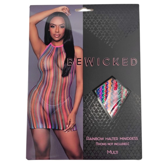 Rainbow Halter Mini Dress - RBW / OS