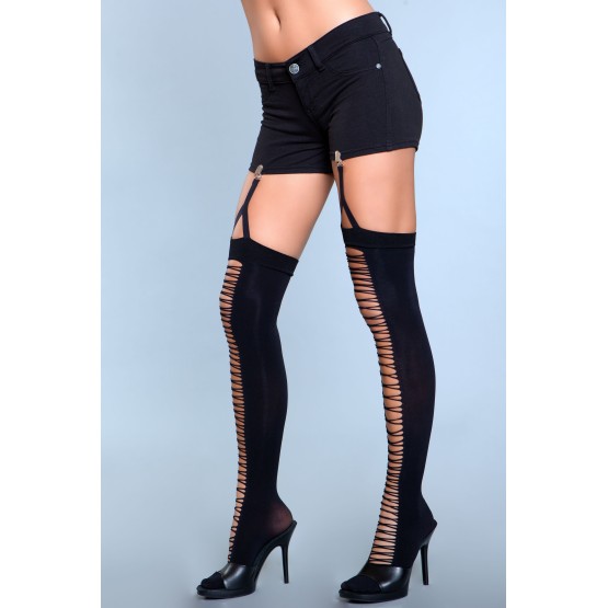 Illusion Clip Garter Thigh Highs - BLK / OS