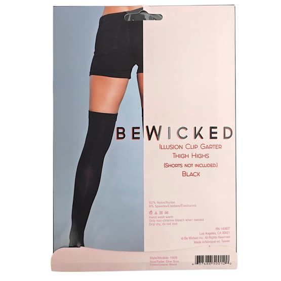 Illusion Clip Garter Thigh Highs - BLK / OS