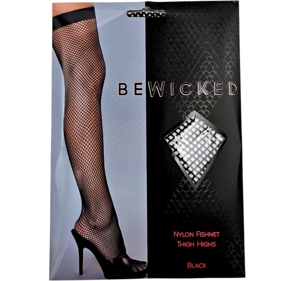 Nylon Fishnet Thigh Highs - BLK / OS