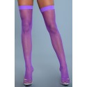 Nylon Fishnet Thigh Highs - PUR / OS