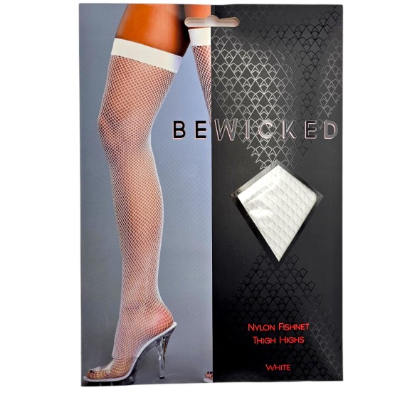 Nylon Fishnet Thigh Highs - WH / OS