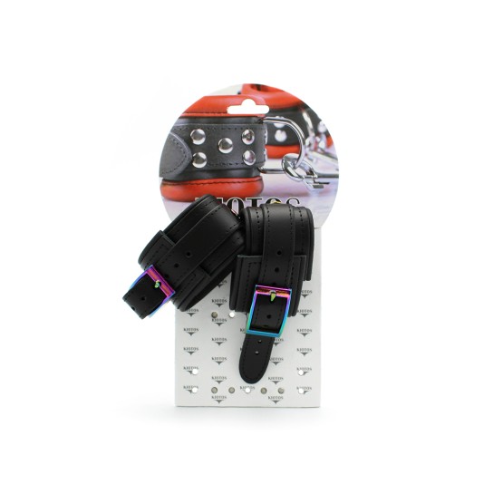 Leather Handcuffs Black Rainbow