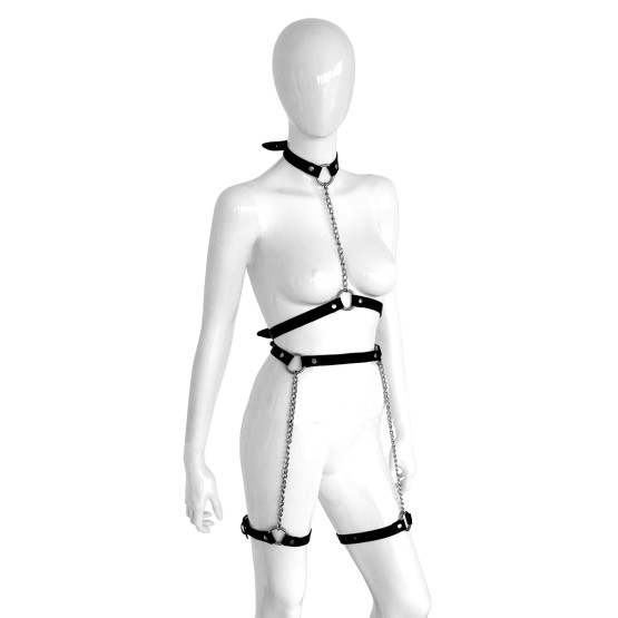 Leather Chain Harness with Leg Straps