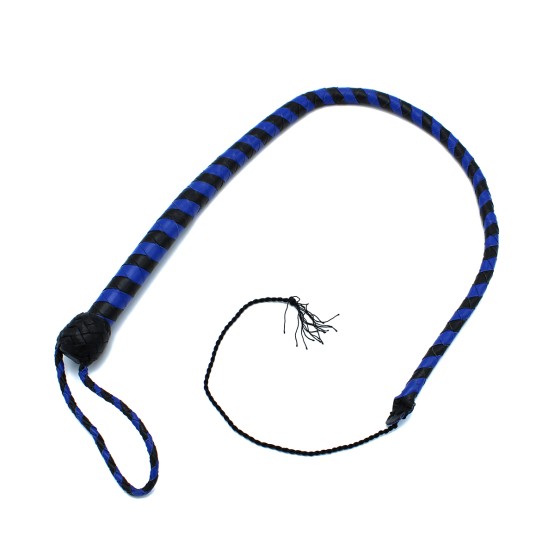 Leather Whip Black & Blue 90 cm