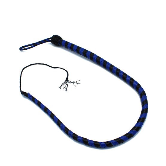 Leather Whip Black & Blue 90 cm