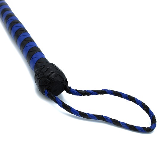Leather Whip Black & Blue 90 cm