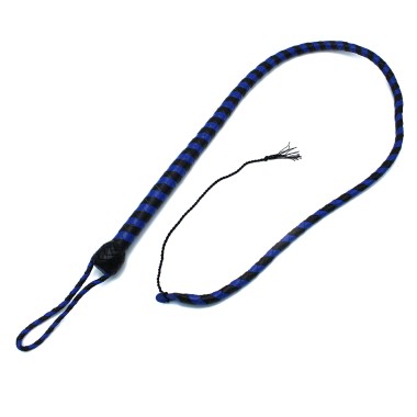 Leather Whip Black & Blue 140 cm
