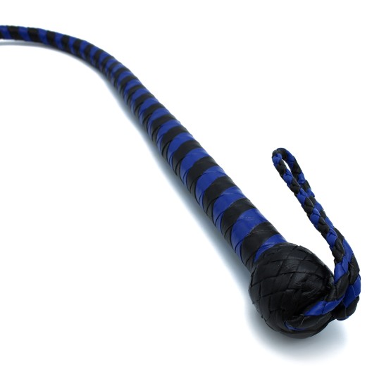 Leather Whip Black & Blue 140 cm