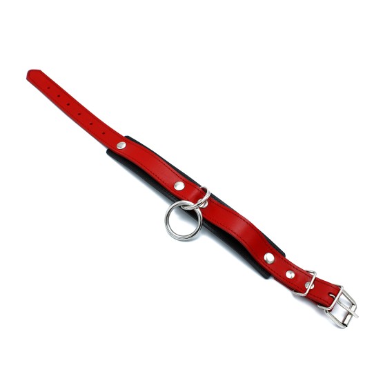 Black & Red Leather Collar big O-Ring
