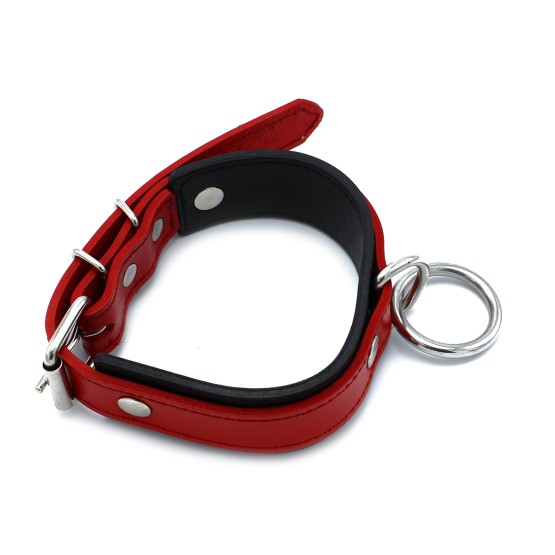 Black & Red Leather Collar big O-Ring