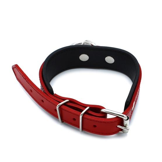 Black & Red Leather Collar big O-Ring