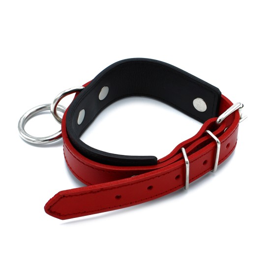 Black & Red Leather Collar big O-Ring