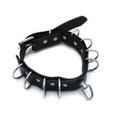 Black Leather Collar Multi-D-Rings