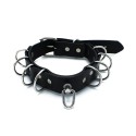 Black Leather Collar Multi-D-Rings