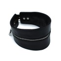 Black Leather High-Neck Collar with Zipper