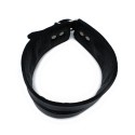 Black Leather High-Neck Collar with Zipper
