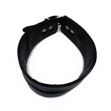 Black Leather High-Neck Collar with Zipper
