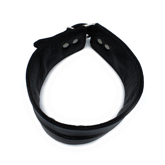 Black Leather High-Neck Collar with Zipper