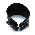 Black Leather High-Neck Collar with Zipper