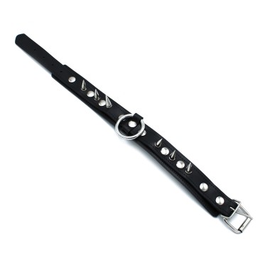 Black Leather Spiked Collar with O-Ring