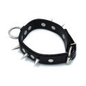 Black Leather Spiked Collar with O-Ring