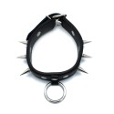 Black Leather Spiked Collar with O-Ring