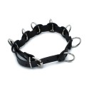 Black Leather Collar with 7 Statement Rings