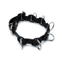 Black Leather Collar with 7 Statement Rings