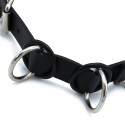 Black Leather Collar with 7 Statement Rings