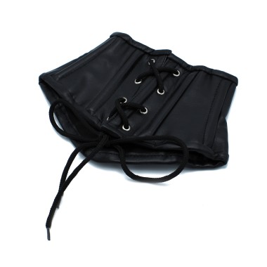 Black Leather Lace-Up Corset Collar