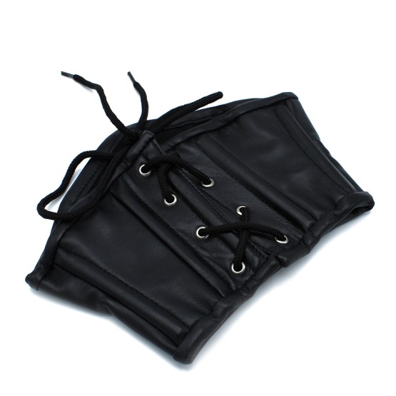 Black Leather Lace-Up Corset Collar