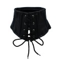 Black Leather Lace-Up Corset Collar