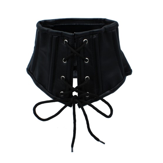 Black Leather Lace-Up Corset Collar