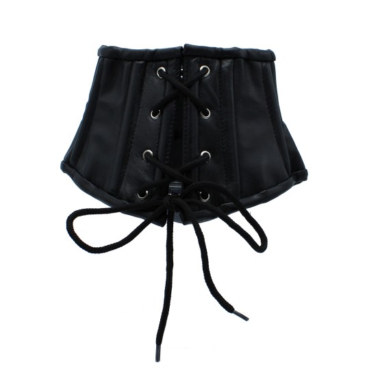 Black Leather Lace-Up Corset Collar