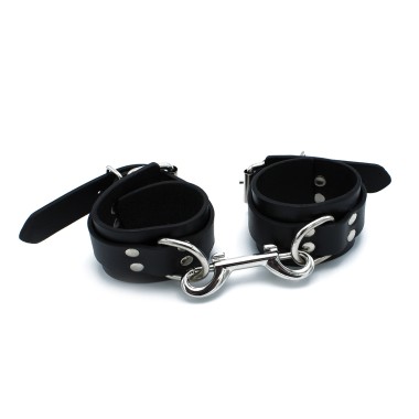 Black Leather Chain-Linked Cuffs