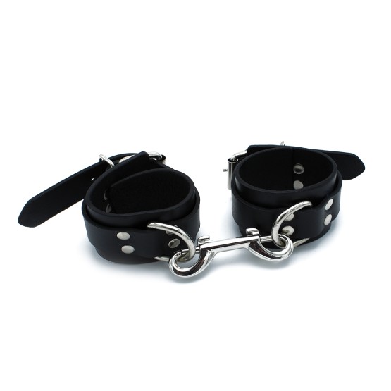 Black Leather Chain-Linked Cuffs