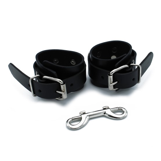 Black Leather Chain-Linked Cuffs