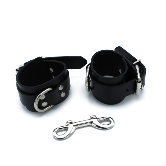 Black Leather Chain-Linked Cuffs