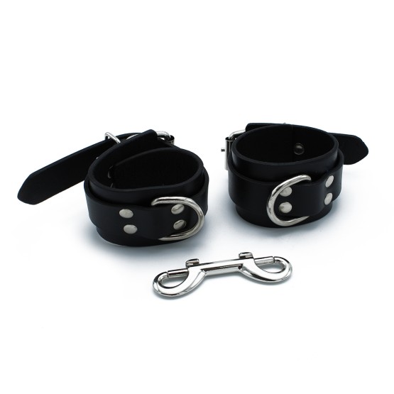 Black Leather Chain-Linked Cuffs