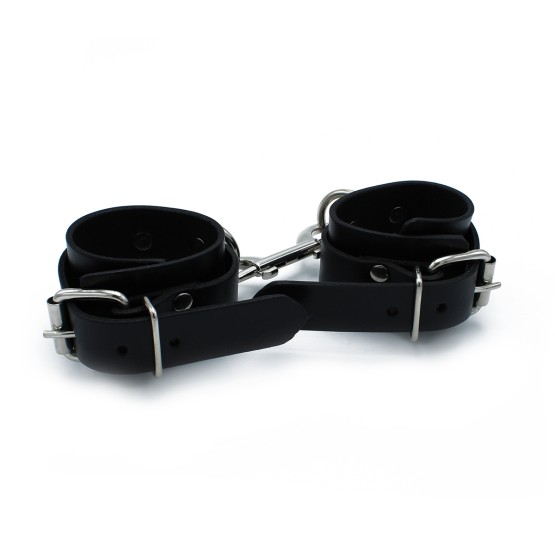 Black Leather Chain-Linked Cuffs