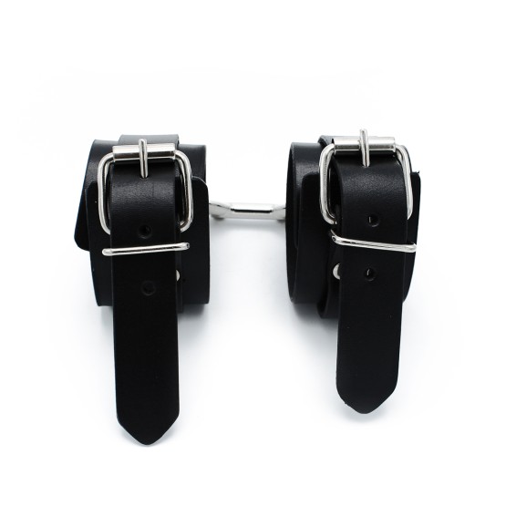 Black Leather Chain-Linked Cuffs