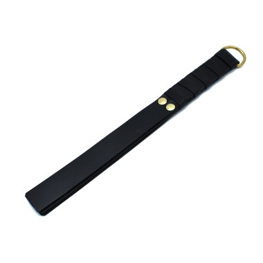 Black Leather Paddle with Gold D-Ring Handle