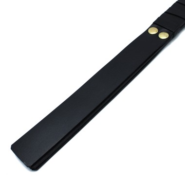 Black Leather Paddle with Gold D-Ring Handle