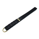 Black Leather Paddle with Gold D-Ring Handle