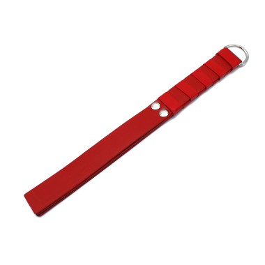 Red Leather Paddle with Silver D-Ring Handle