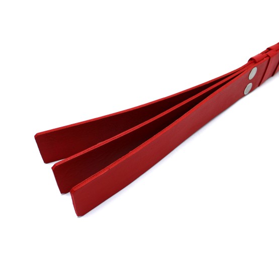 Red Leather Paddle with Silver D-Ring Handle