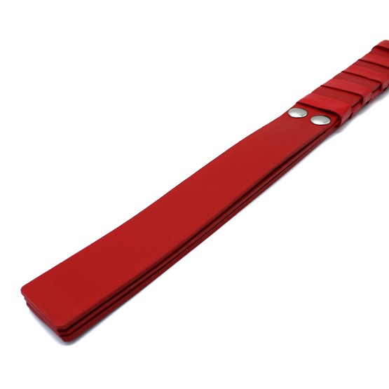 Red Leather Paddle with Silver D-Ring Handle