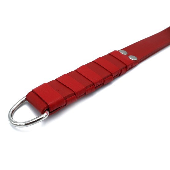 Red Leather Paddle with Silver D-Ring Handle
